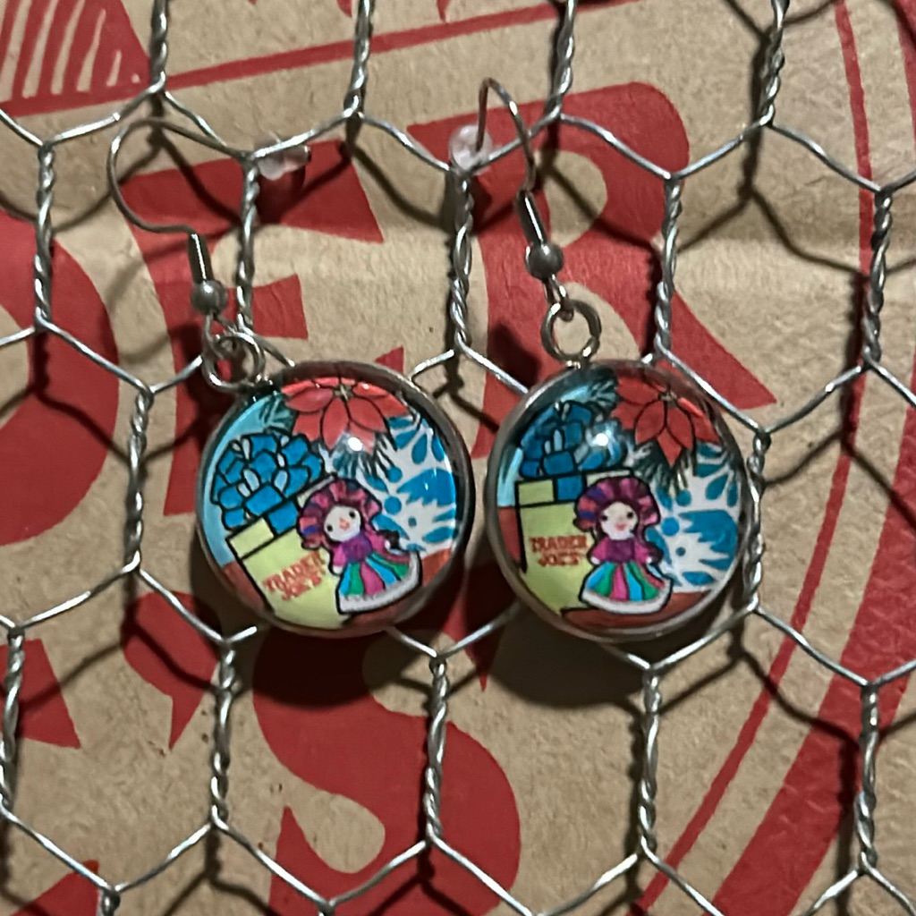 Trader Joe’s Earrings 20mm Mexican Doll Holidays Christmas